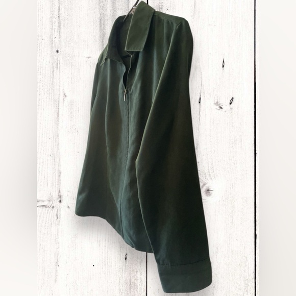 Croft & Barrow Hunter Green Microsuede Jacket Shacket Zipper Womens Size Large - Picture 3 of 6